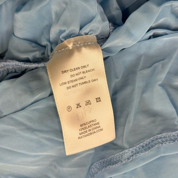 🆕 RAT & BOA 🧿 NWT Freja Slinky Baby Blue Tie-Waist T-Shirt Mini Dress, Sz S - Picture 15 of 15